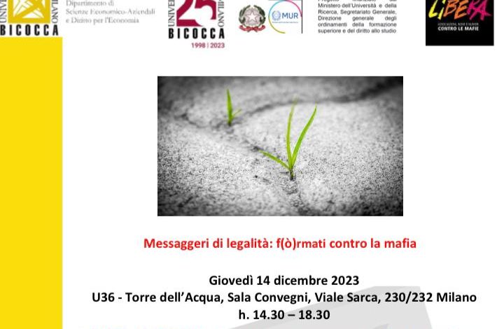Bicocca di Milano, convegno di conclusione “Messaggeri di legalità”: I giornalisti Franco Castaldo e Irene Milisenda tra i partecipanti 